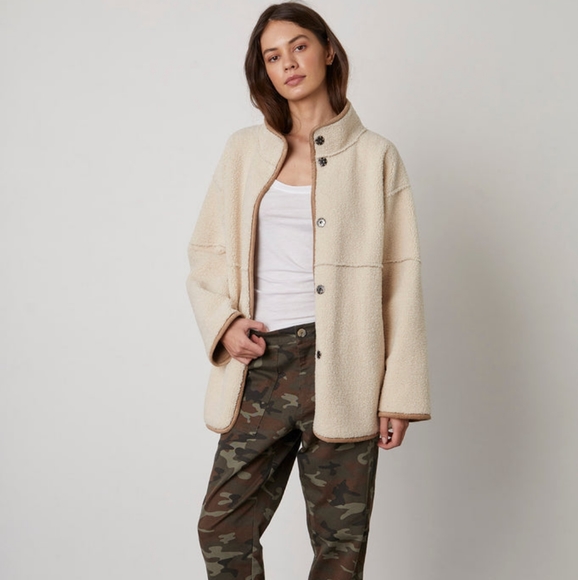 Velvet by Graham & Spencer Jackets & Blazers - ALBANY REVERSIBLE LUX SHERPA COAT IN SAND